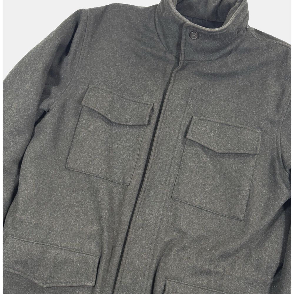 J CREW Wool Coat Men's M Hunter Green Insulated Hooded Military Chore VTG Y2K
